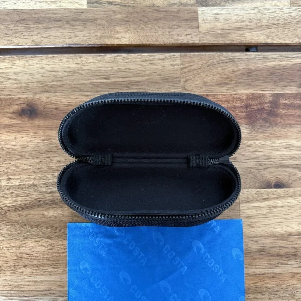 Costa Del Mar Sunglasses Hard Shell Case With Cleaning Cloth Zipper Clousure‎